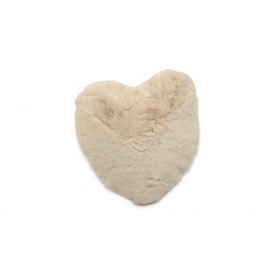 Fluffy heart beige - kudde i fuskpäls