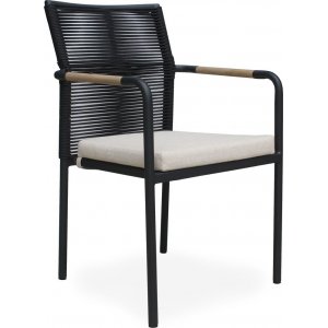 Stol svart rep utomhus - Svart/Teak